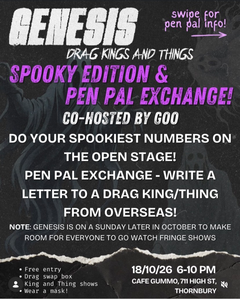 GENESIS: Drag Kings and Things — Spooky Edition & Pen Pal Exchange!