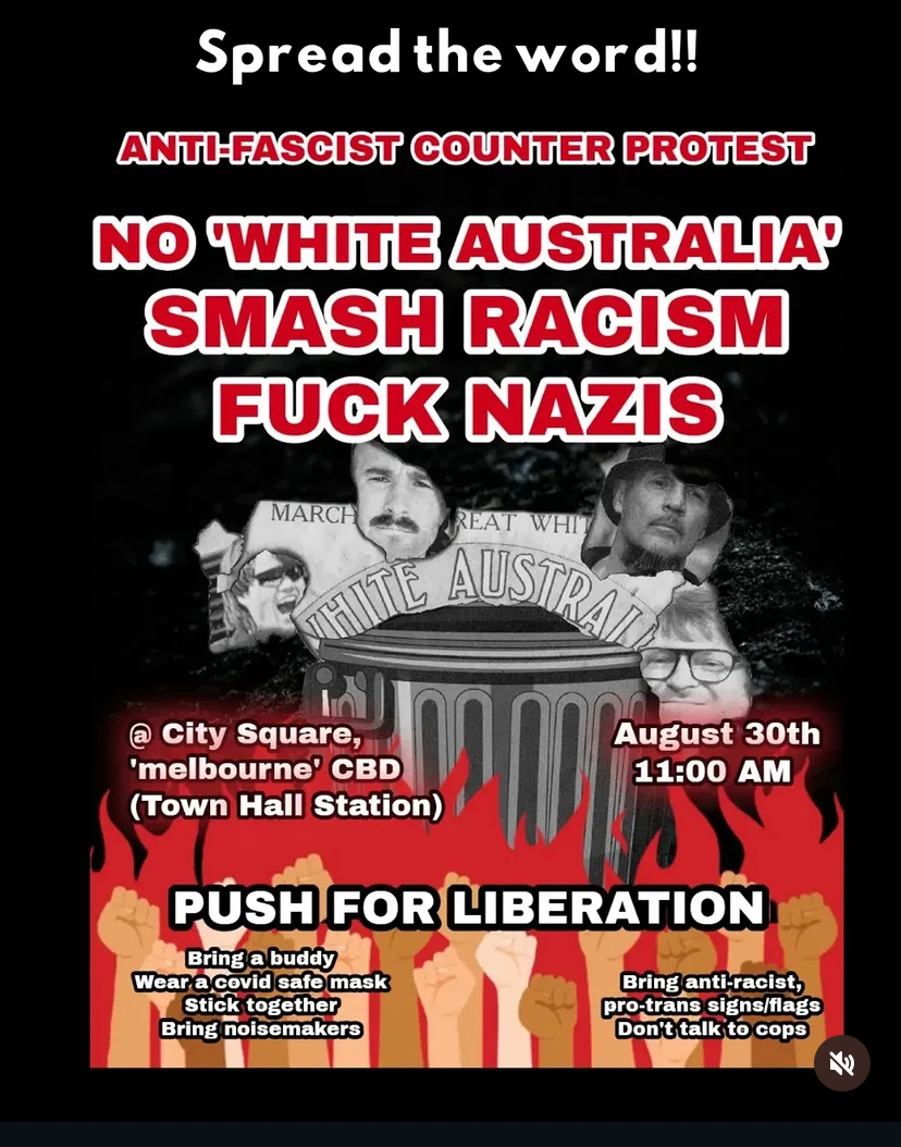 NO WHITE AUSTRALIA SMASH RACISM FUCK NAZIS