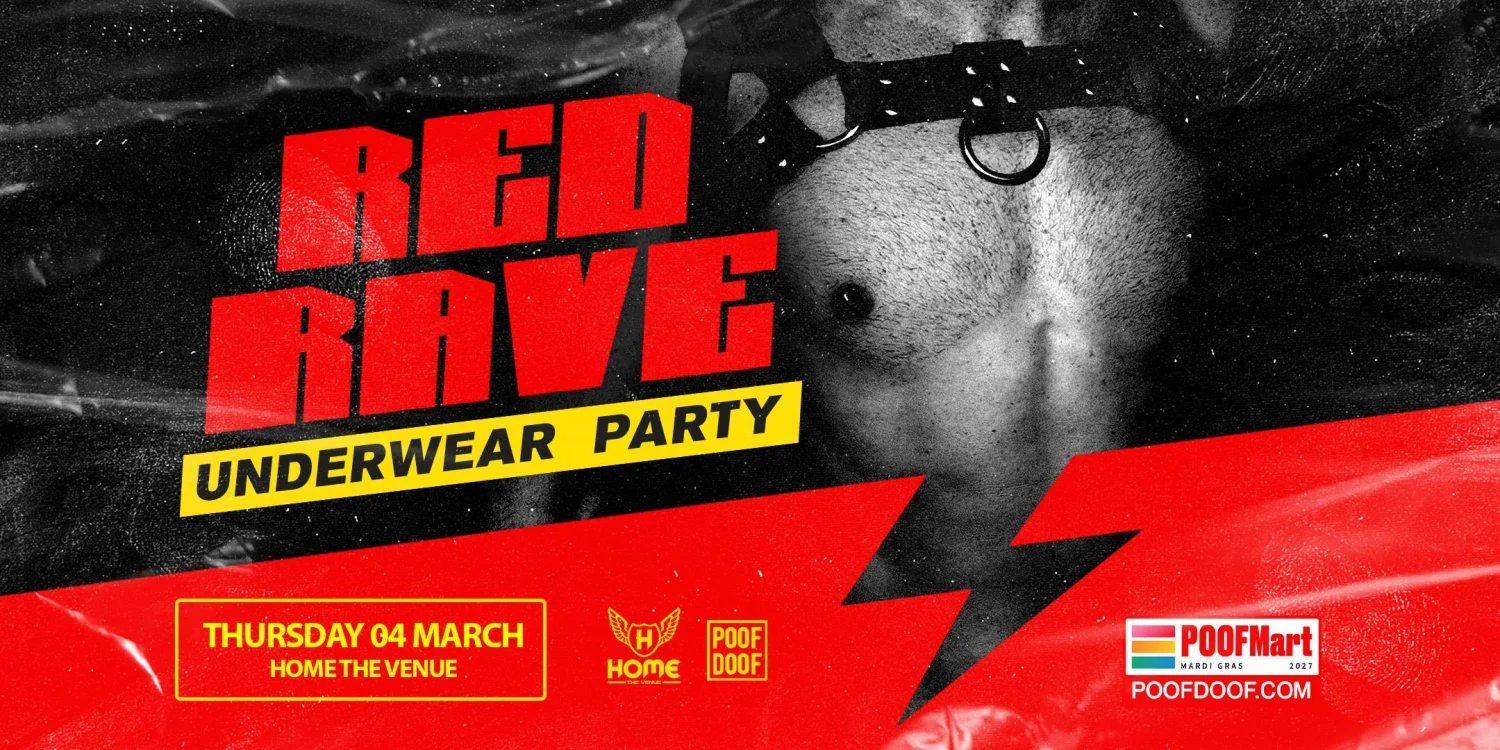 Red Rave Underwear Party - POOF DOOF Sydney MG27